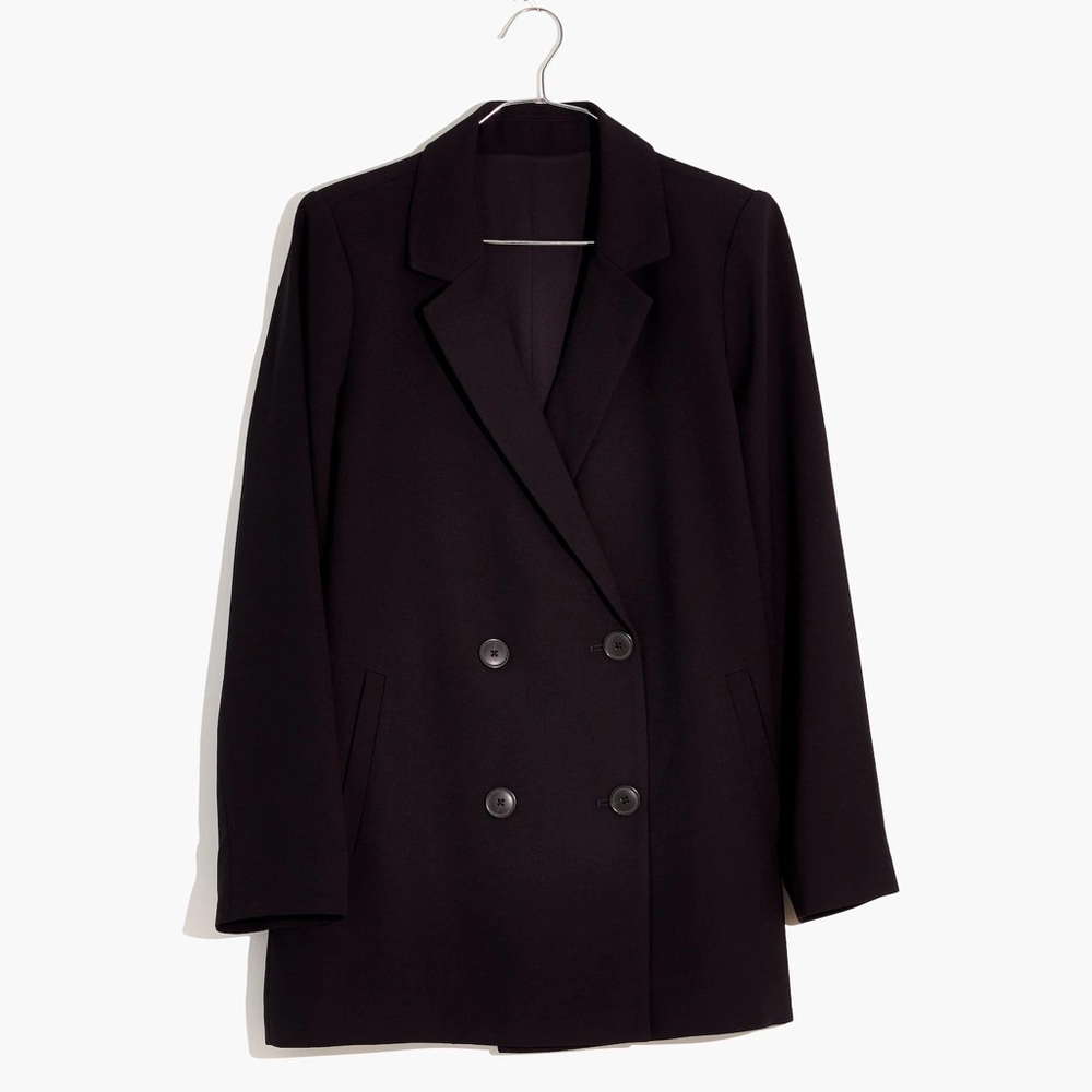 Madewell Classic Black Caldwell Double-Breasted Oversized Boyfriend Blazer